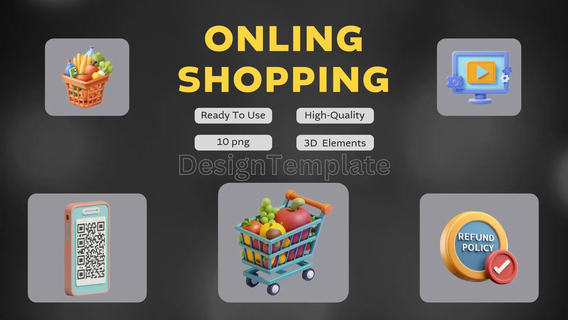 Vibrant Online Store Icon 3D Elements Pack image